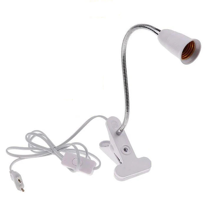 EU US Plug 360 Degrees Flexible Desk Lamp Holder E27 Base Light Socket Clip-On Cable With on Off Switch for Home Grow Lights