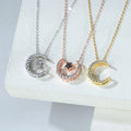 Isunni Sterling Silver 925 Jewellery Star and Crescent Moon Clavicle Chain Necklace