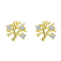 Fine Jewelry 925  Silver Earrings Tree of Life Gold Plated Small Mini Stud Earrings for Kids