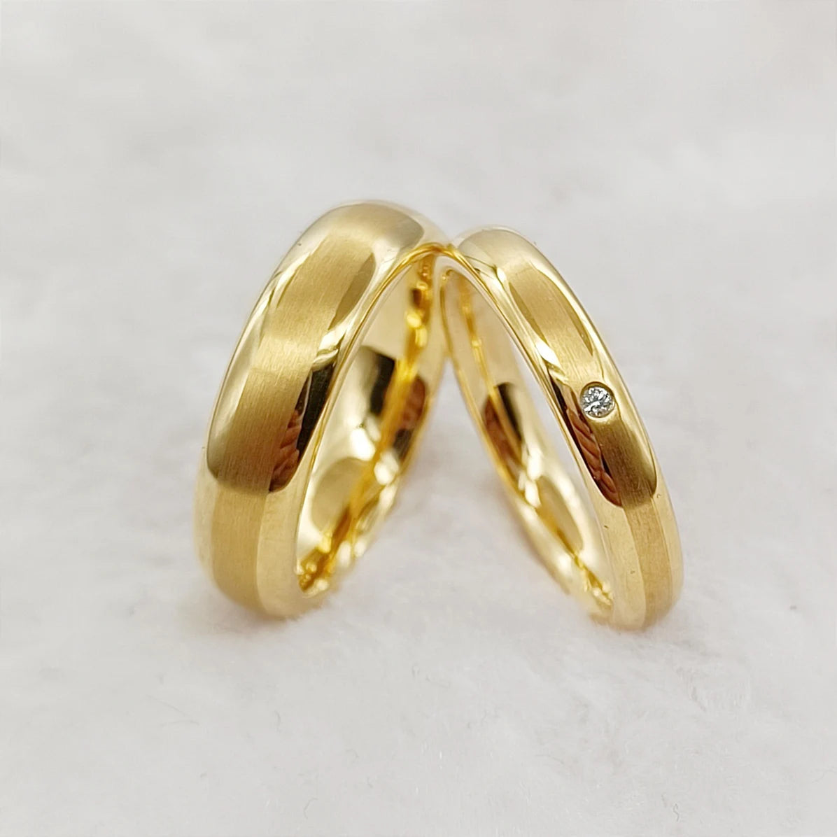 Promise Lovers 2pcs Valentine Anniversary Pair Wedding Engagement Rings Sets for Men and Women Bicolor 18k Rose Gold Plated Jewe