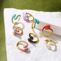 Colorful Enamel Opening Ring Tongxin New Fashion Snake Shape Rings Adjustable Ring