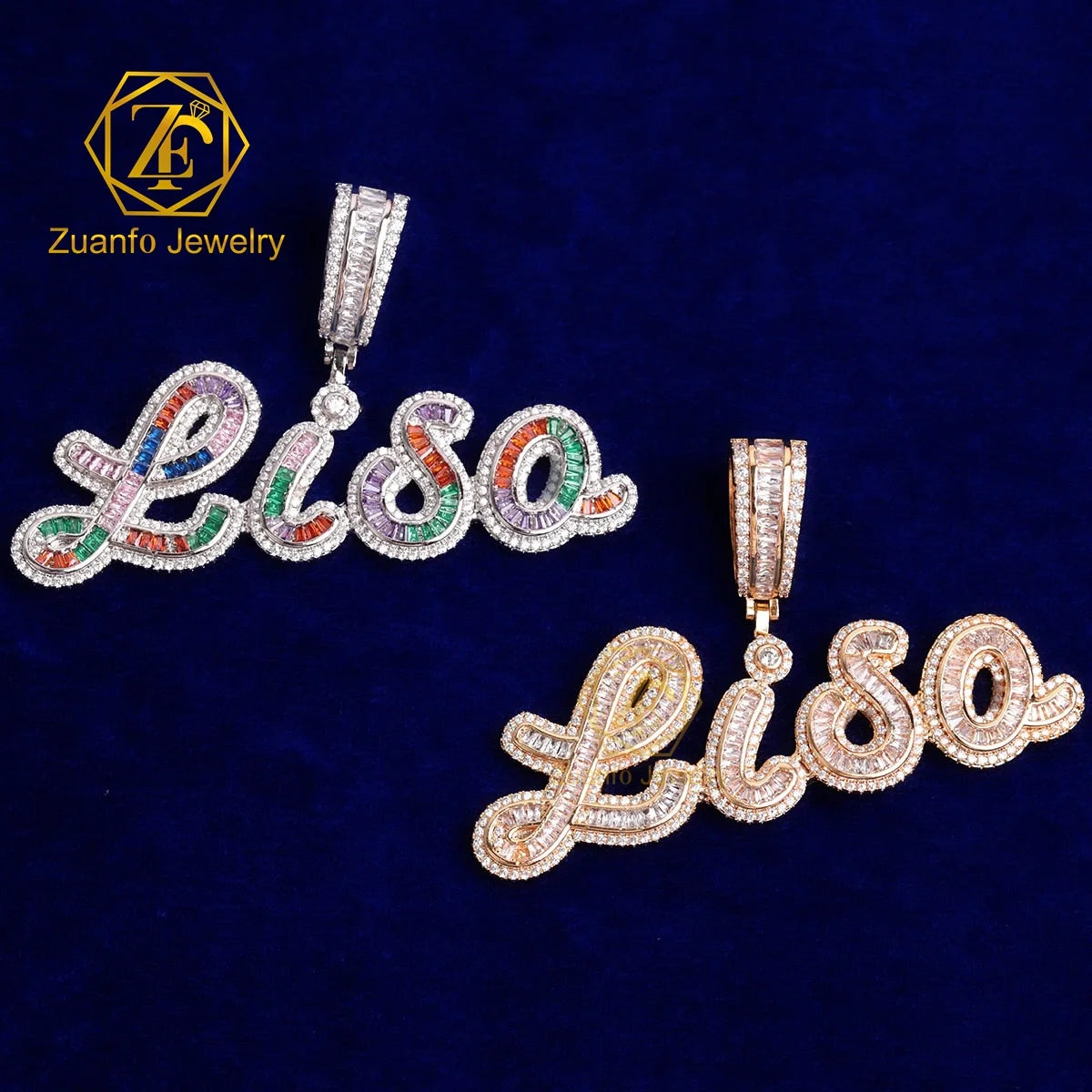 HipHop Luxury 925 Sterling Silver VVS Moissanite Diamond Pendant with Fully Iced Name Letter Fine Pendants & Charms