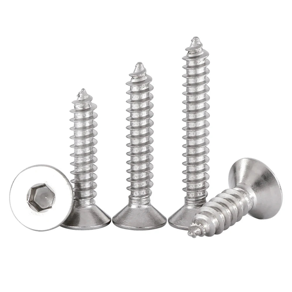 Metric Low Carbon Steel High Strength Allen Hexagon Socket Flat Countersunk Head Sharp-Tailed Wood Self-Tapping Zinc/Black