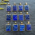 Factory Engrave Natural Crystal Stone 12 Zodiac Sign Constellations Charm Lapis Lazuli Virgo Libra Scorpio Pendant for Unisex MegaBDM