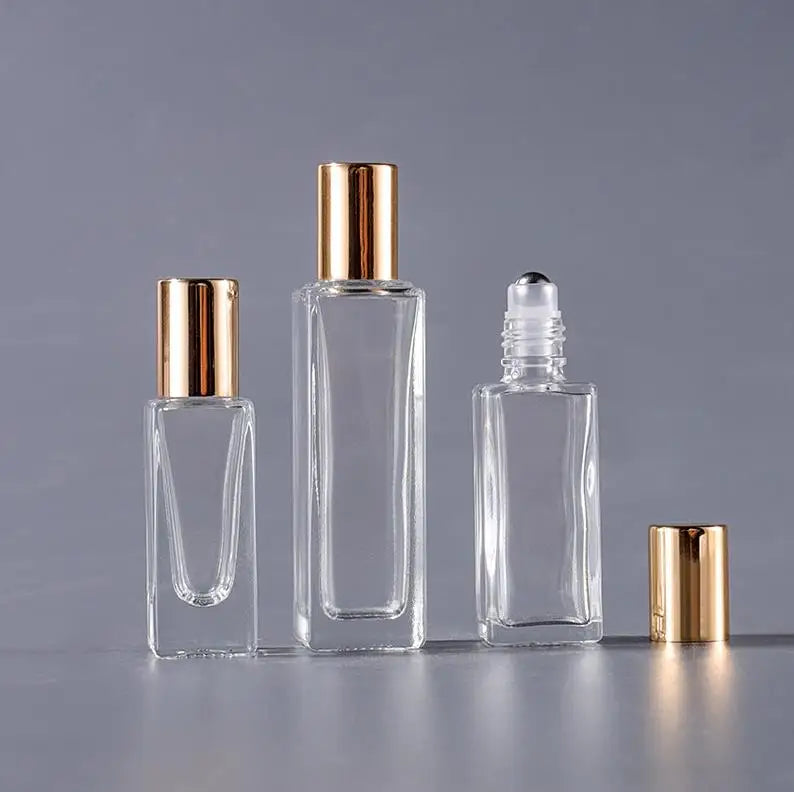 Custom 3ml 5ml 10ml 20ml 30ml Empty Portable Square Roll on Bottles Essential Oil Perfume Roller Glass Spray Bottle