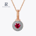 Rochime Fashion Jewelry Heart Red Diamond  Pendant Necklace 925 Silver Luxury Women Fine Zircon Jewelry  Necklaces
