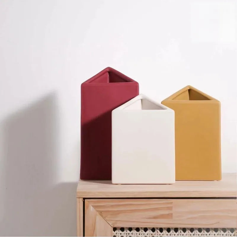 Wholesale Ins Popular Geometric Wedding Vase Home Decor Vases Desktop Nordic Morandi Art Ornaments Ceramic Vases
