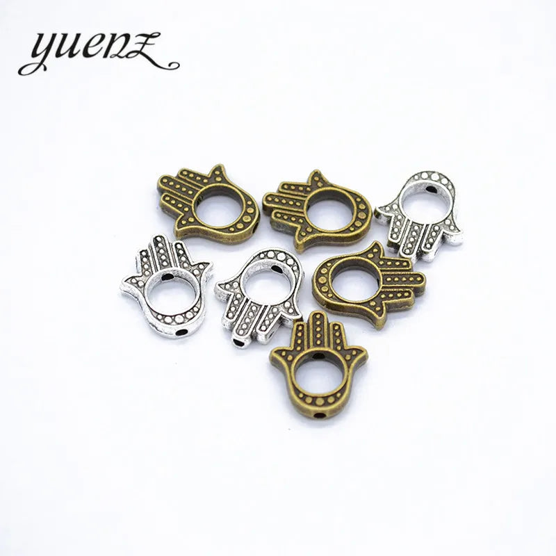 YuenZ Small Hole Beads Fatima Hand Charms Antique Silver Color Metal Pendant for Jewelry Making DIY Crafts 15*13mm I168