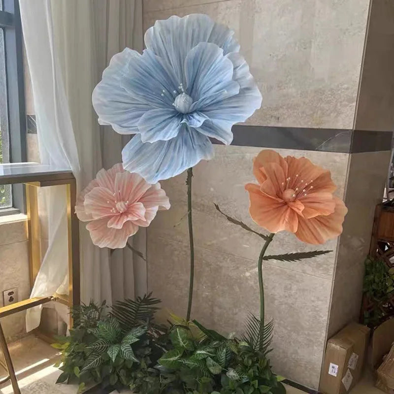 L06638 Wedding Supply Home Shopping Mall Window Display Photography Props Crepe Paper poppy Hand Made Giant Flowers