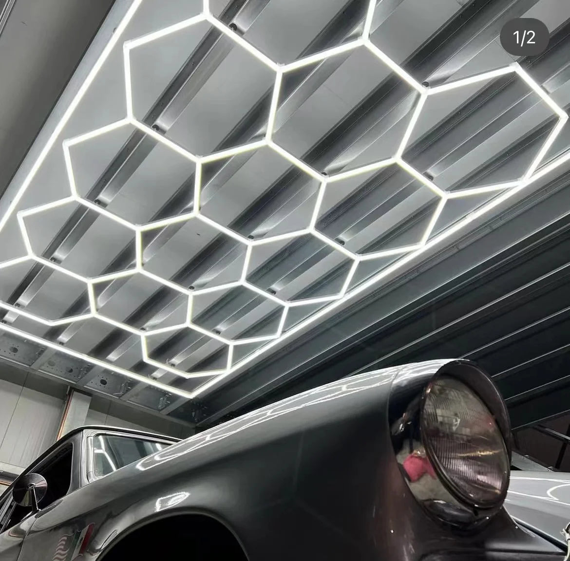 6000K LED Car Detailing Workshop Garage Light Hexagonal Grid System IP68 Waterproof Aluminum Alloy Ceiling Lights