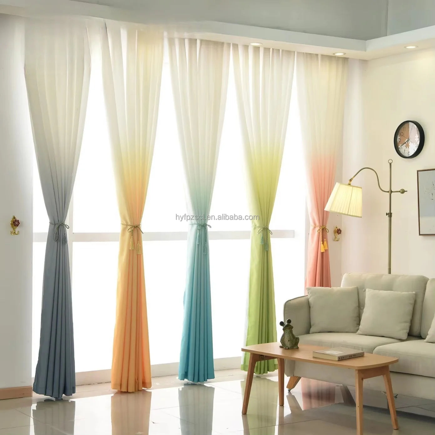 Modern Gradient Color Window Screen with Thickened Terilon Yarn Easy Match Living Bedroom Decor Includes Grommets for Wedding