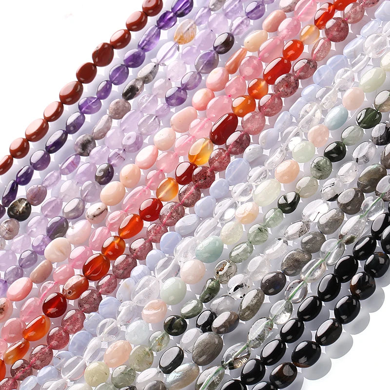 Factory 8*10mm 500 Kinds Smooth Polished Irregular Nugget Tumbled Gemstone Amethyst Rose Quartz Beads for DIY Jewelry Making