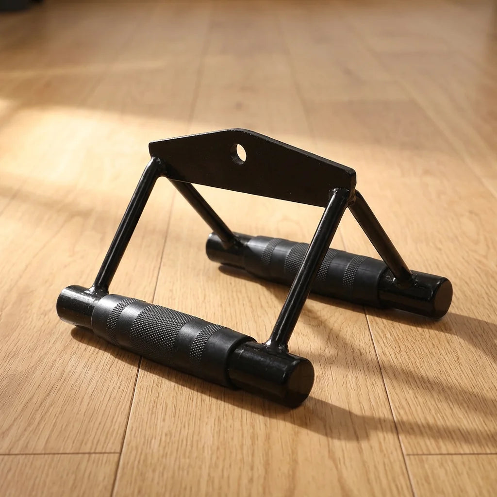Gym Home Weightlifting Accessories Press Down Bar Electroplated Double Black Tricpes Solid V Shaped Handle With Rubber Handgrips