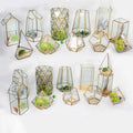 Wholesale Irregular Glass Golden Geometric Terrarium Glass for Tabletop Succulent Plant Planter