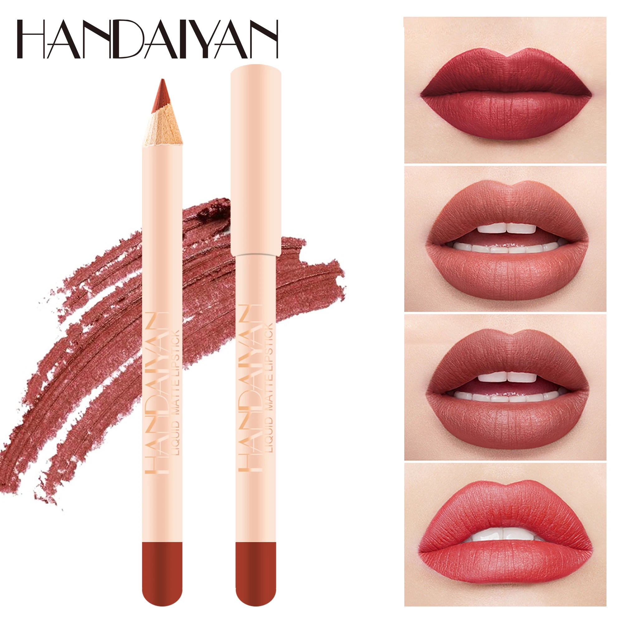 HANDAIYAN 12 Colors Matte Lipliner Set High Pigment Waterproof Vegan Velvet Lipgloss Makeup Cosmetics