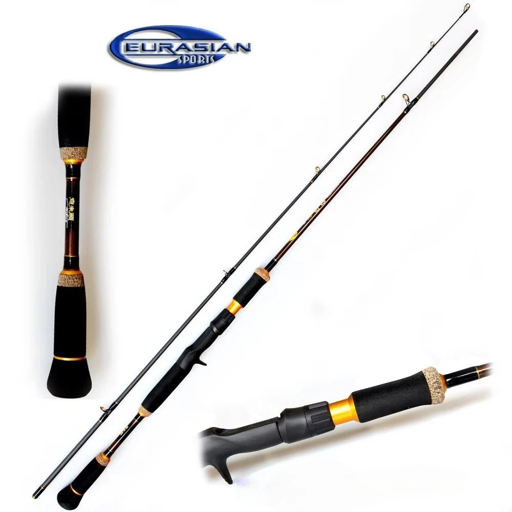 2.10m 10-30g MH Fast Action Carbon Spinning or Casting Fishing Rod Ceramics Gold Ring Guide Handle with Hard EVA+ruber Cork MegaBDM