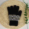 High-Frequency Jacquard Touch Screen Gloves Autumn Winter Velvet Knitted Thickened Warm Wave Sports Bicycle Party Casual Use