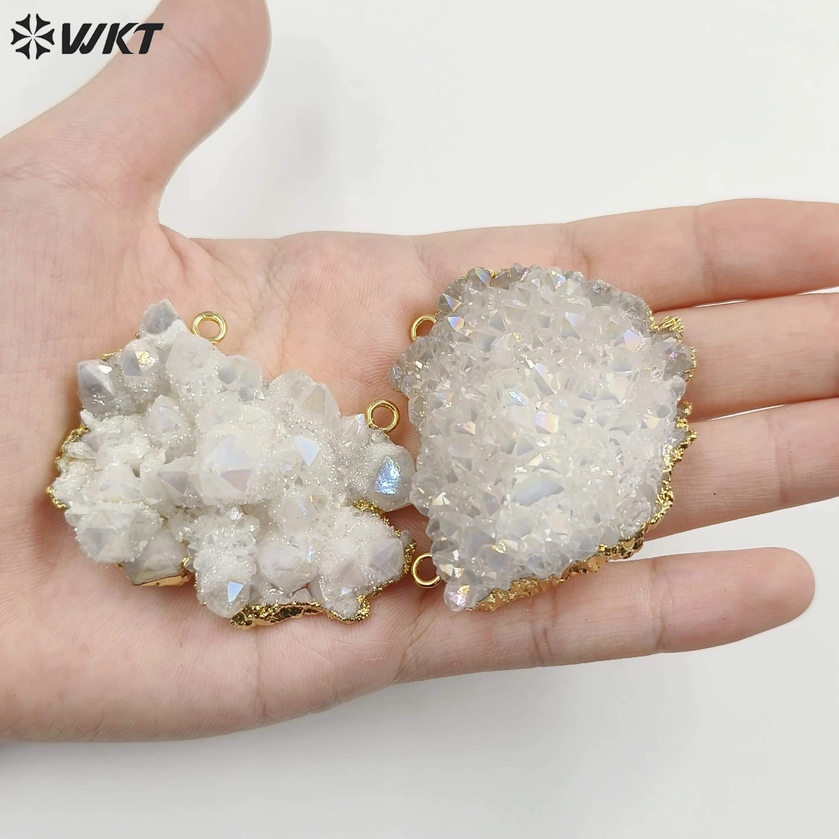 WT-P1918 Fashion Design New Precious Colorful Stone Oval Amazonite Amethyst Stone Aura Crystal Quartz Pendants