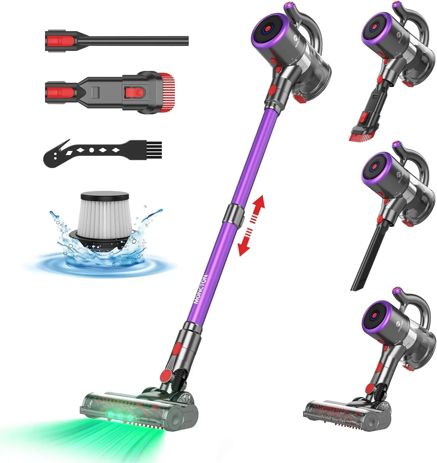 MONCTON W15 Ultra Lightweight 7-in-1 Bagless Dry Handheld Vacuum Cleaner 28kPa Cordless Electric/Battery-Powered for Cars