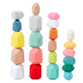 36 PCS Wooden Sorting Stacking Rocks StonesSensory Toddler Toys Learning Montessori Toys Building Blocks Game for Kids 2 3 4 5