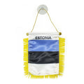 2026 Custom Logo Digital Printing Satin Material Hanging  Estonia Pennant Flag for Car Rearview Mirror and Home Decoration