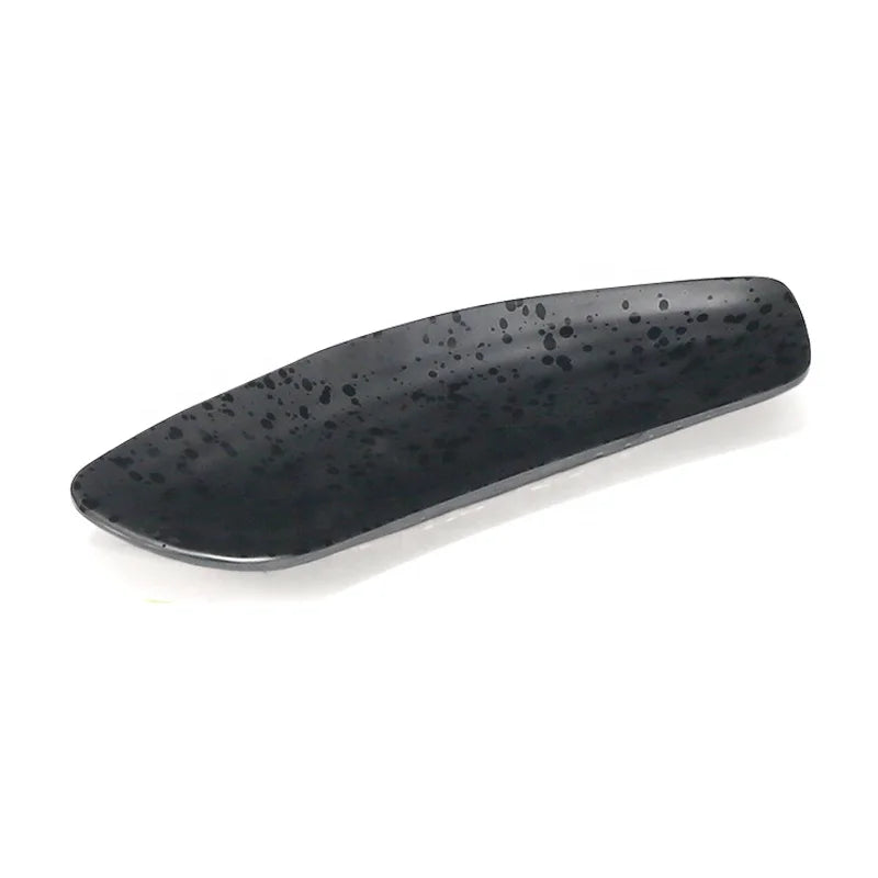 Custom Restaurant Dinnerware Unbreakable Cheap Plastic Irregular Black Melamine Plate