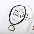 Unique Design Big Round Metal Necklace Women Fashion Jewelry Black Rope Pendant Leather Chokers Collar Collier Femme