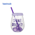 BestSub Wholesale Fashionable 10oz 300ml Clear Plastic Stemless Cup Light Purple Craft Tumbler with Reusable Ice Cubes