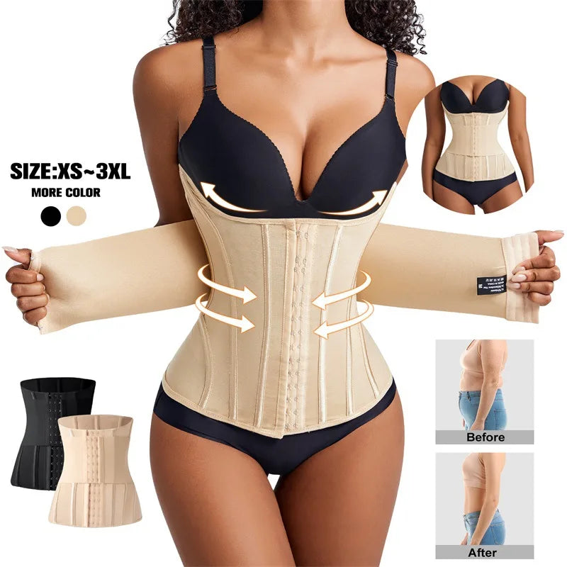 High Quality Plus Size Double Belt Waist Cinchers Women Full Body Mesh Trimmer Wrap Corset Waist Trainer Shapewear