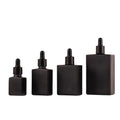 Available 15ml 30ml 50ml 100ml Transparent Flat square Matte Black Spray Dropper Oil Bottle