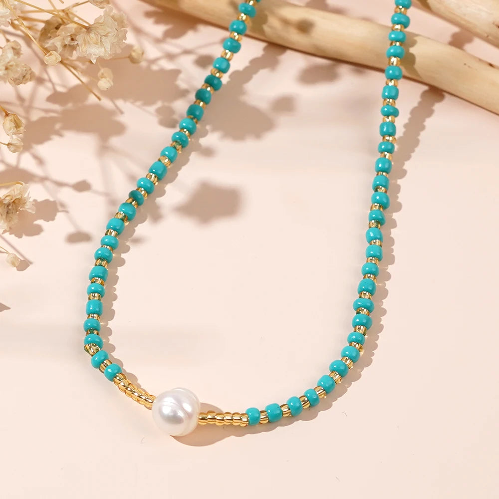Go2boho Dainty Fashion Jewelry Women Friendship Luxury Freshwater Pearls Beaded Necklaces Handmade Boho Gifts for Best Friends