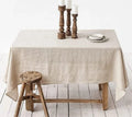 Custom Rectangle Beige Linen Fabric Tablecloth Wholesale Home Dinner Hemstitch Cotton Table Cloth for Weddings Decorations