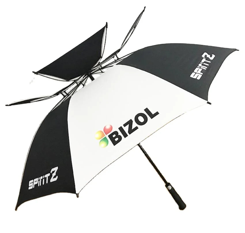 Vented Design 30inch 16 Ribs Semi Automatic Open Strong Windproof Business Double Layer Umbrella