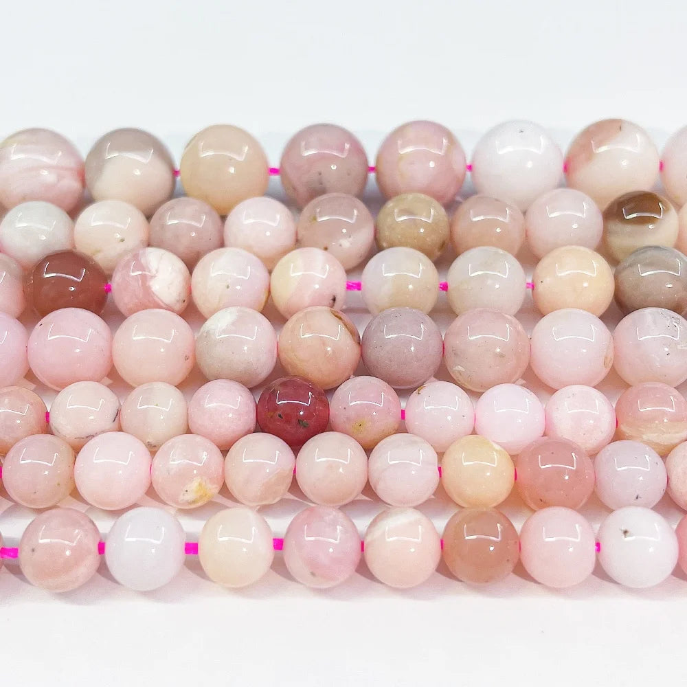 JSES A+ Natural Australia Pink Opal 6 8 10mm Loose Crystal and Stone Beads for Jewelry Making Manufacturers Customized Gemstones