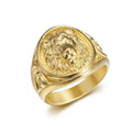 Luxury Gold Ring Designs for Boys Lion Head Ring Men's Titanium Steel Rings Cool Chunky Animal Jewelry