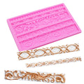 HY European Royalty Pattern Scroll Relief Flower Pearl Cake Border Silicone Fondant Mold