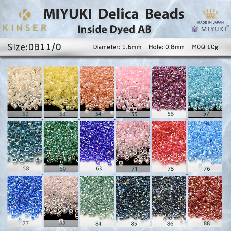 Miyuki Delica Beads 1.6 mm [21 Color Inside Dyed AB ]10g Pack