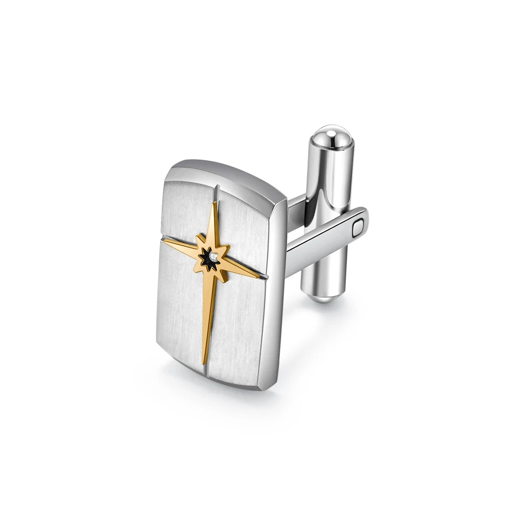 Alin Customized  Setting CZ   316L Stainless Steel Cufflinks Findings  for Men Fine Jewelry for Men
