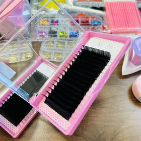 Private Label Synthetic Hair Natural Long Lash Extensions 0.05 0.07 Eyelash Trays Handmade Cruelty-Free Vegan
