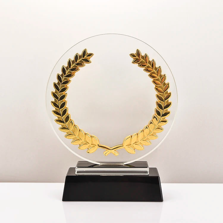 Cheap Round Glass Trophy Award Custom Quality 3D Engrave Round Blank Glass K9 Crystal Trophy Award Plaque Trophy