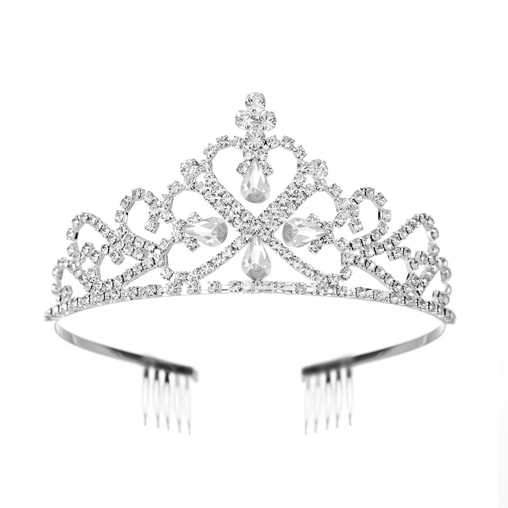Silver Plated Zinc Alloy Crystal Rhinestone Party Wedding Pageant Crown for Women Bridal Hair Accessories