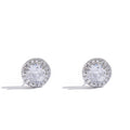 SE002 925 Sterling Silver Earrings With Round Stone Men and Women Stud Earring Hip Hop Jewelry