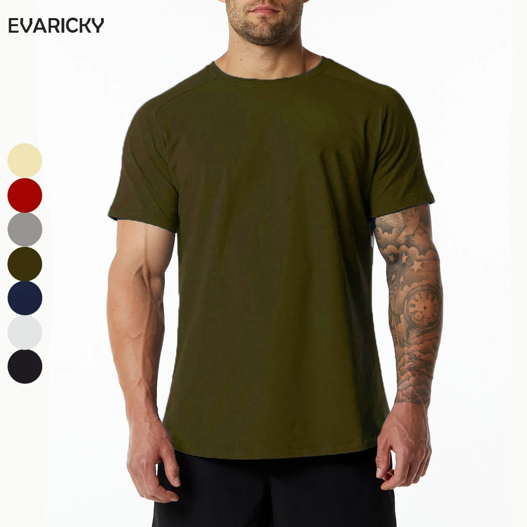 Wholesale Fitness Workout Outdoor Clothing Oversized Round Neck White T Shirt Men Gym Sports T Shirts for Men High Quality