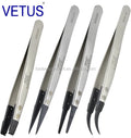 Industrial Black Ceramic Head Tip Antistatic Tweezer Non-Conductive and Heat Resistant for Lab Use Hand Tool