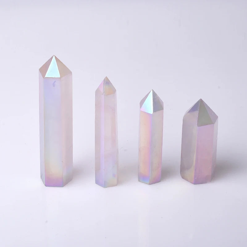 Aura Howlite Natural Rose Crystal Amethyst Wand Fengshui Tower Craft Enhanced with Organic Howlite Point
