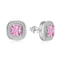 YILUN 925 Sterling Silver Earring Rhodium Plated Pink Square Zircon Hypoallergenic Factory Direct Women's Jewelry
