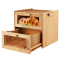 Custom Large 2-Tier Bamboo Bread Box with Clear Window Double-Layer Wooden Bread Storage Container Pantry Kitchen Eco-Friendly