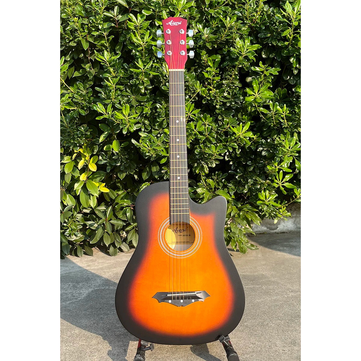 Custom Brand OEM ODM Aiersi Brand Small Size Acoustic Guitar 38 Inch Sunset Colour Basswood Starter Folk String Instrument