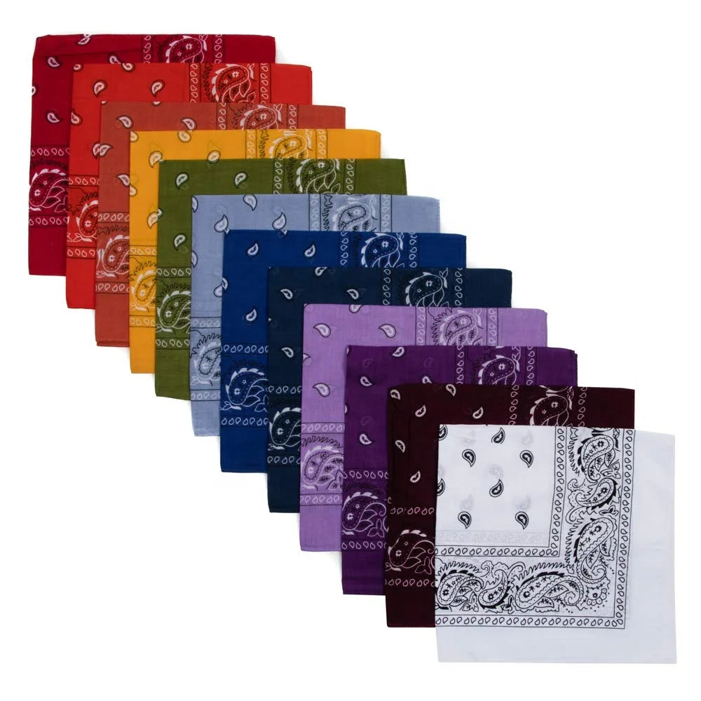 Wholesale 22*22in Cotton Paisley Hip Hop Bandana Head Scarf Custom Printed Cowboy Headbands Men's Handkerchiefs for Outdoor Use