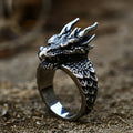 SS8-966R Steel Soldier Punk Male Ring Retro Gothic Dragon Head Stainless Steel Ring for Men Accessories Hip Hop Jewelry